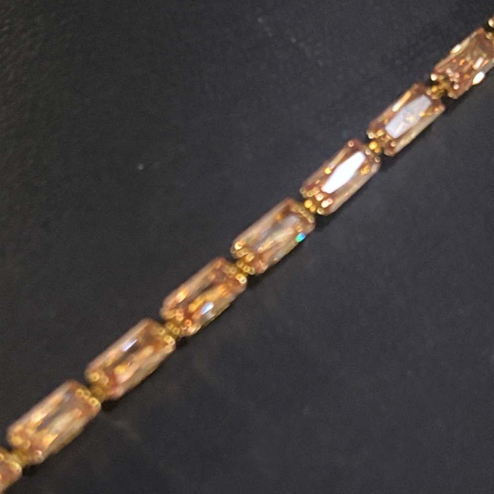 Oshena light Pink Crystal 18k gold plated Tennis Bracelet tarnish & water proof - Picture 6 of 7
